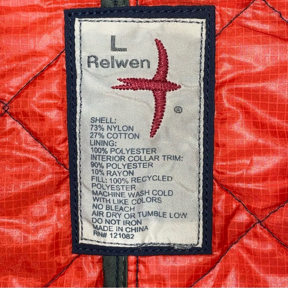 Relwen Men's Quilted Insulated Tanker Jacket Navy Blue Large Nylon/Cotton Polyes - Picture 4 of 8